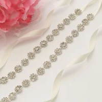 missrdress thin diamond wedding belt rhinestones flower bridal belt ribbon crystal bridal sash for wedding prom gown jk948