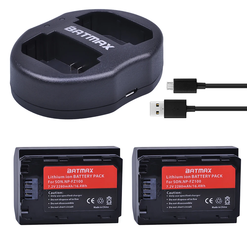2 шт. 2280 мАч np fz100 аккумулятор NPFZ100 NP FZ100 + USB двойное зарядное устройство для Sony