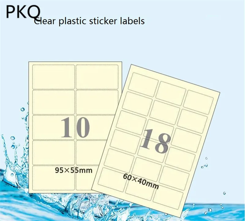 50pcs/lot WaterProof PET Label Transparent Self Adhesive Sticker A4 Printing Mailing Labels for Laser Printers | Канцтовары для