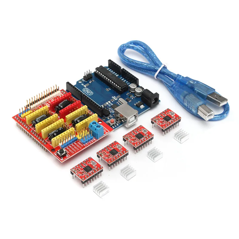 3D комплект принтера для Arduino Щит с ЧПУ V3 + UNO R3 A4988 * 4 GRBL Совместимость прочное
