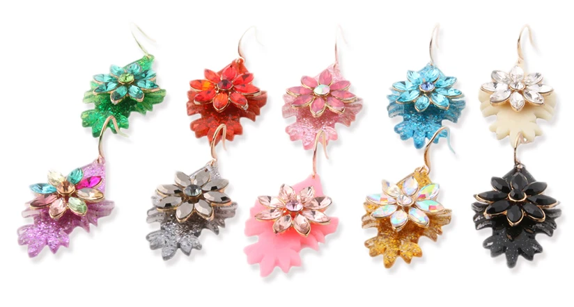 NeeFu WoFu 2020 Висячие серьги большие из смолы большой стеклянный Brinco цветок уха Oorbellen