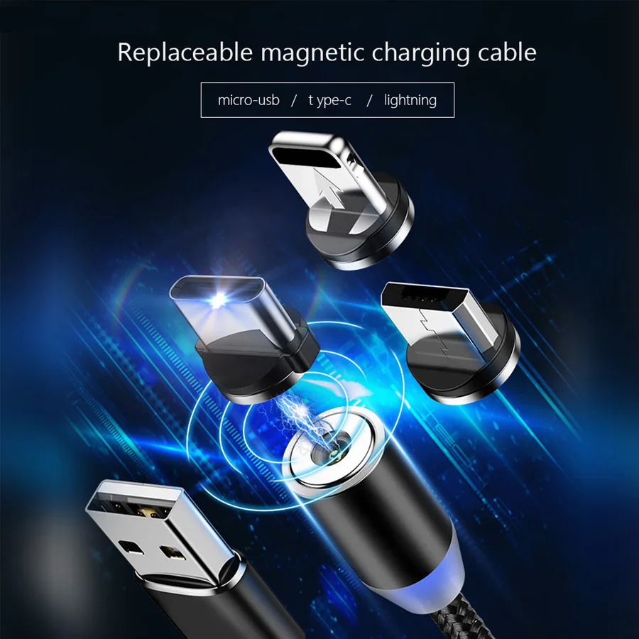 Магнитный кабель для быстрой зарядки Micro USB Type C iPhone Samsung Xiaomi зарядный передачи