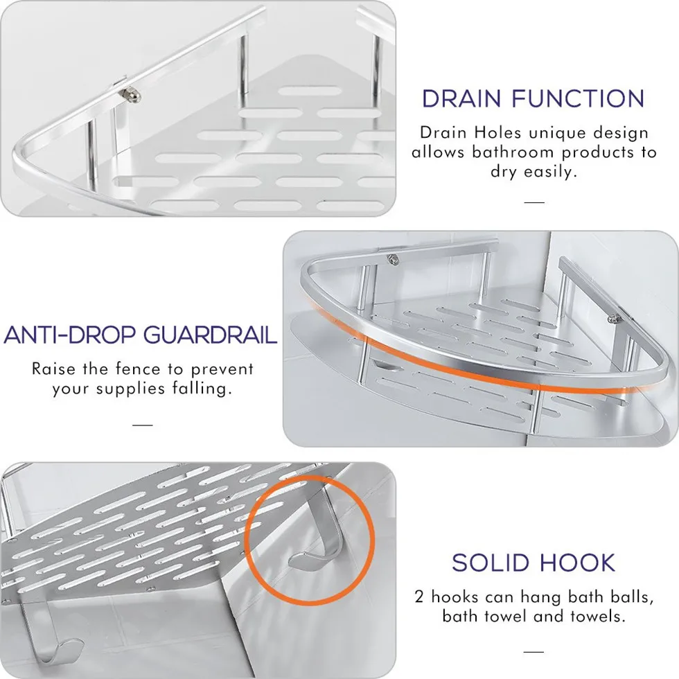 Bright Silver Shower Caddy Bathroom Shelf 1 layer for Shampoo Wall Mounted Basket etagere salle de bain murale banheiro | Обустройство