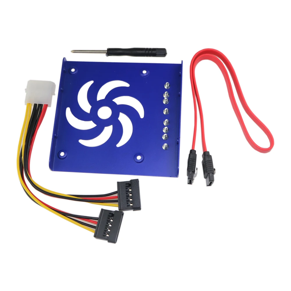 

2.5 Inch to 3.5 Inch Internal Hard Disk Drive Mounting Kit SSD Adapter Bracket with SATA III 6Gbps Data and Power Cables