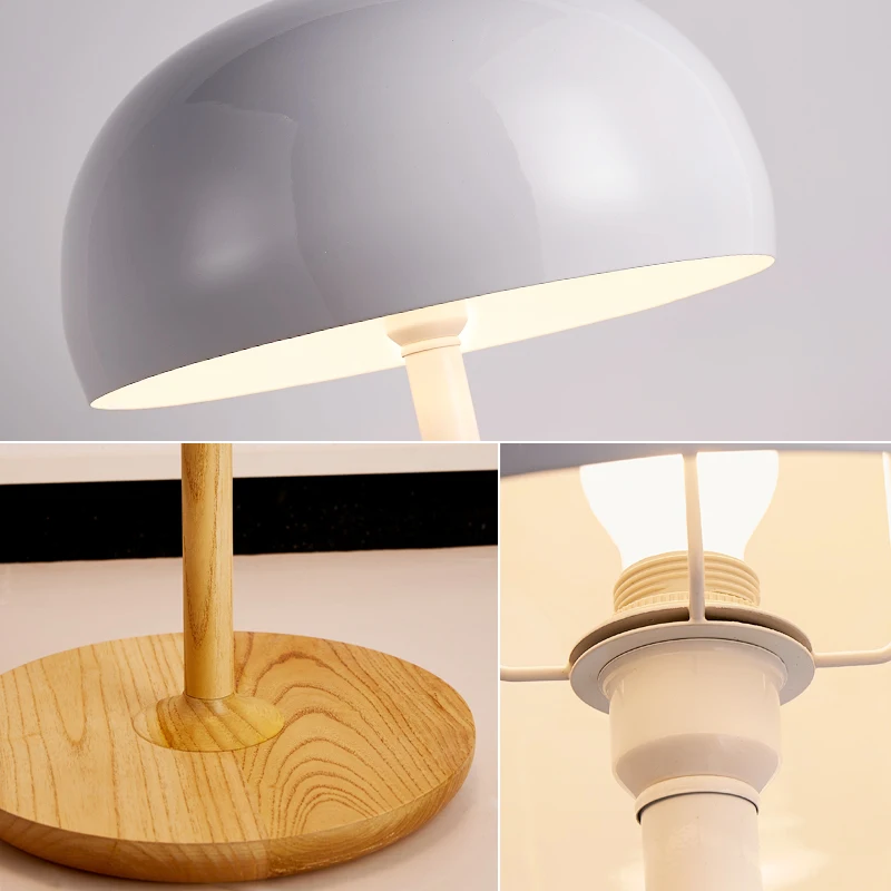 Современная Грибная Настольная лампа с деревянной основой настольная для