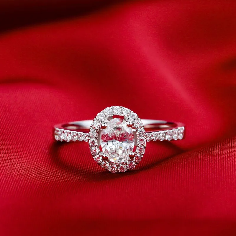 ZOCAI Винтаж sideston 0,6 CT натуральный H/SI овальной огранки плавающий HALO алмаз обручальное кольцо 18 к белое золото W03263