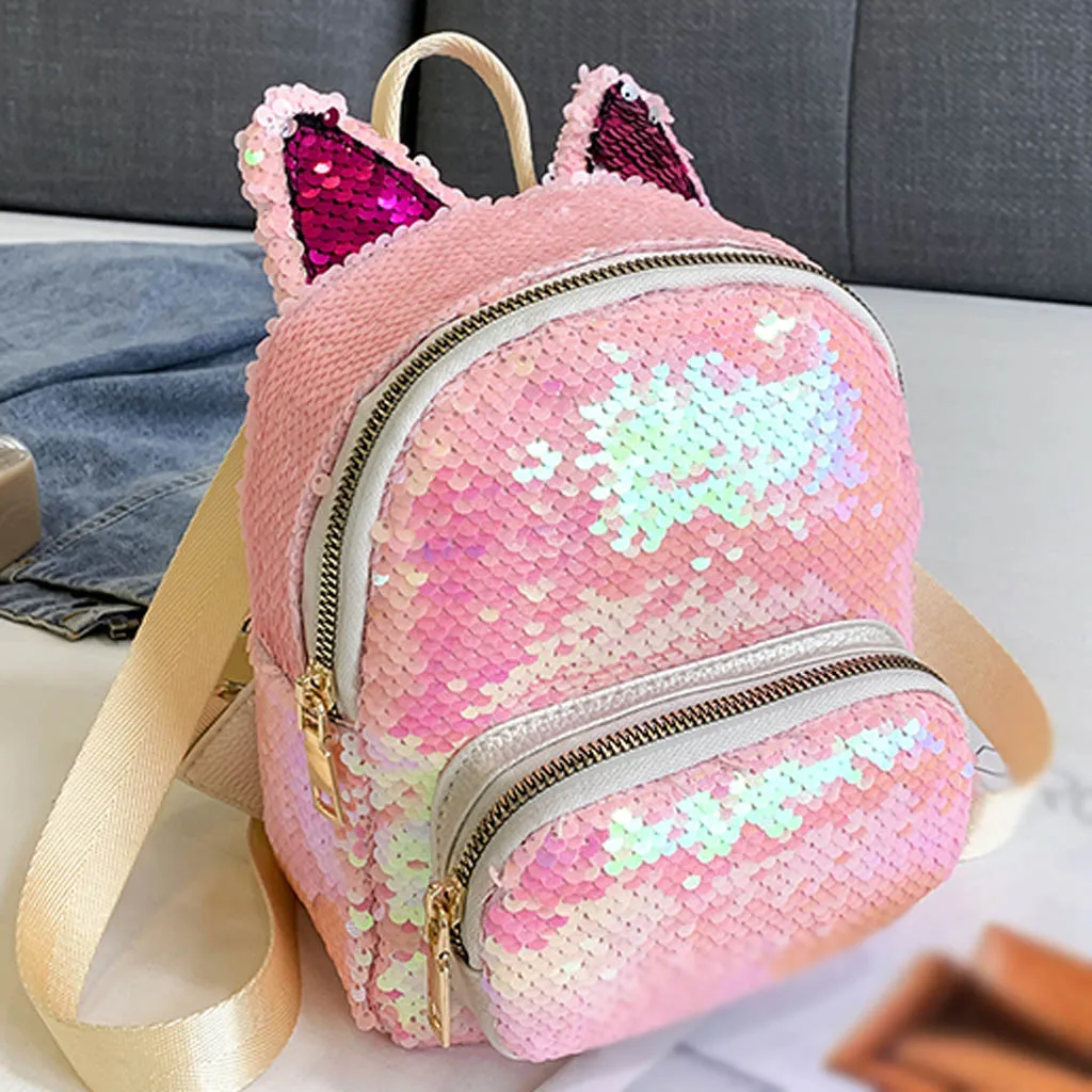 MOLAVE рюкзаки модные женские уличные кошачьи уши блестки Высокое качество Дорожная однотонная сумка карман для телефона квадратная сумка на плечо 3JUNE12
