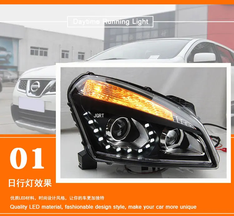 2 шт. светодиодный фонарь для Nissan Qashqai 2010-2013 Автомобильный светодиодный фонарь с двойным ксеноновым объективом автомобильные аксессуары дневные ходовые огни