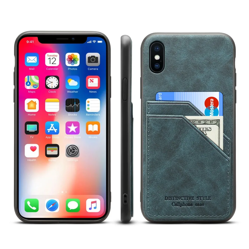 Магнитный кожаный чехол-бумажник с отделением для карт для iphone X, XR, XS, XS, MAX, iphone 7, 7 plus, 8, 8plus