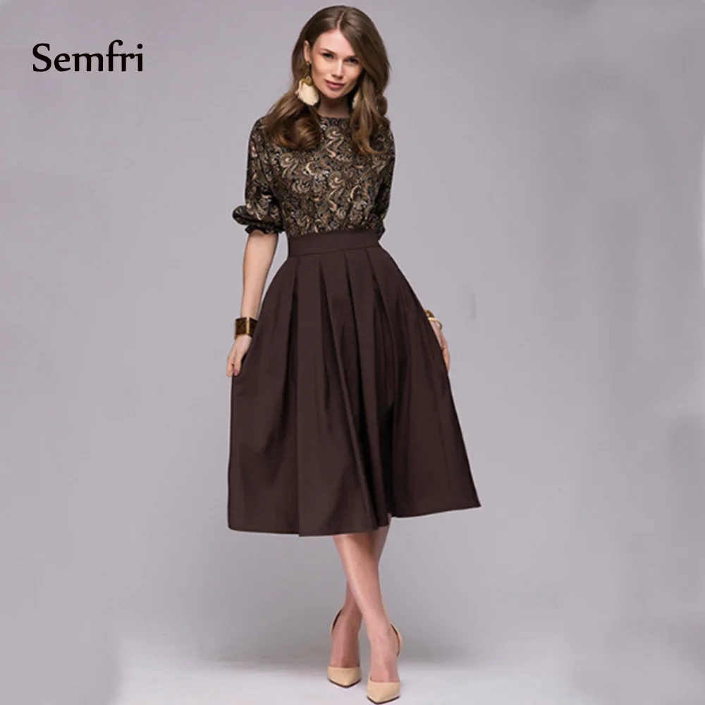 Женское платье с цветочным принтом Semfri Осеннее Повседневное из двух предметов