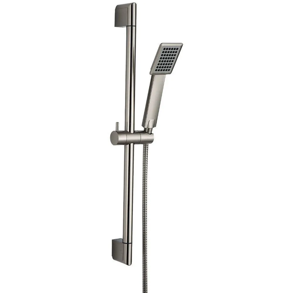 Stainless Steel & Shower Riser Rail Sliding Bar & Handheld Shower Head, all Brushed Nickel 15-010