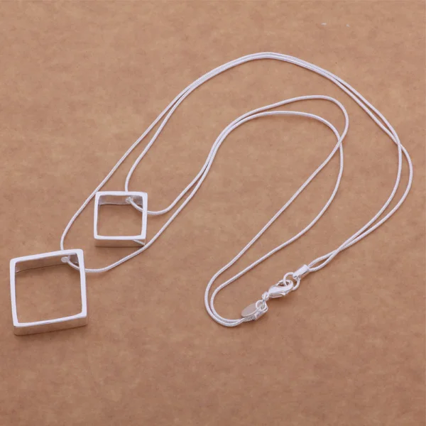 An481серебряное ожерелье модные ювелирные изделия кулон в клетку оптовая продажа