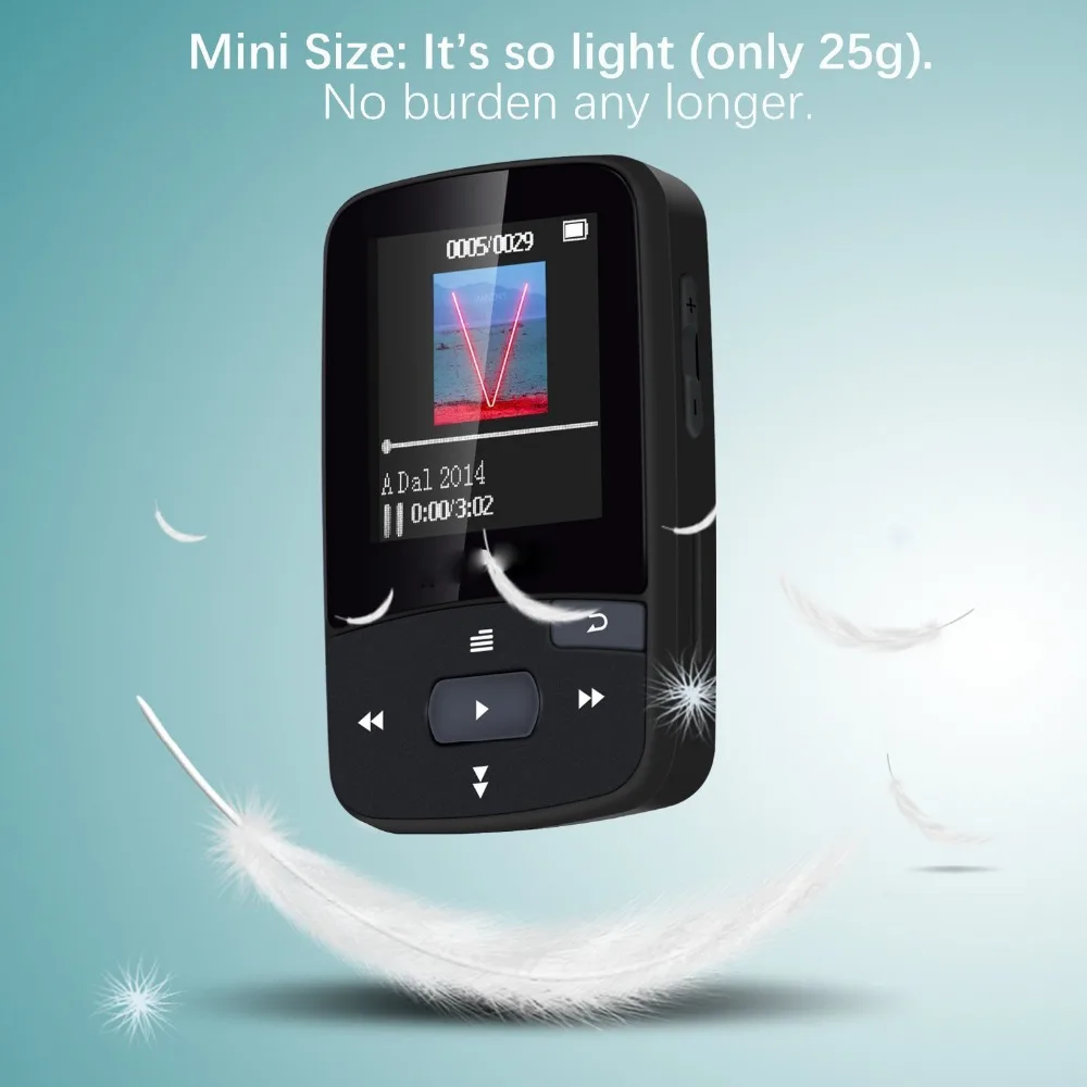 Новое поступление, Спортивный MP3 плеер RUIZU X50 с Bluetooth, 8 ГБ, мини-клип с поддержкой экрана, FM, запись, электронная книга, часы, шагомер