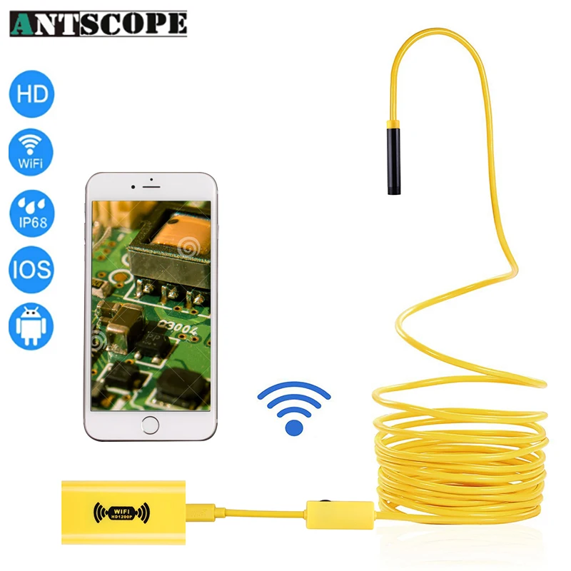 Antscope 8 мм 1200 P Wifi эндоскоп камера жесткая трубка HD Android IOS бороскоп водостойкая
