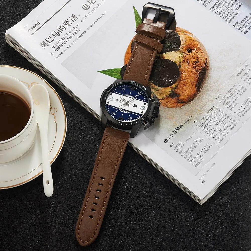 VH 2017 Повседневные часы Для мужчин Дата человек Наручные Reloj Hombre кожаный ремешок