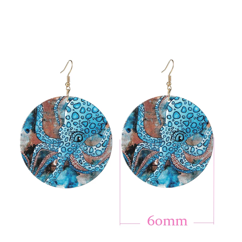 GZBEIYANG 2019 Ethnic Wooden Print African Woman Round Pendant Earrings for Vintage Jewelry Accessories Women Gifts | Украшения и