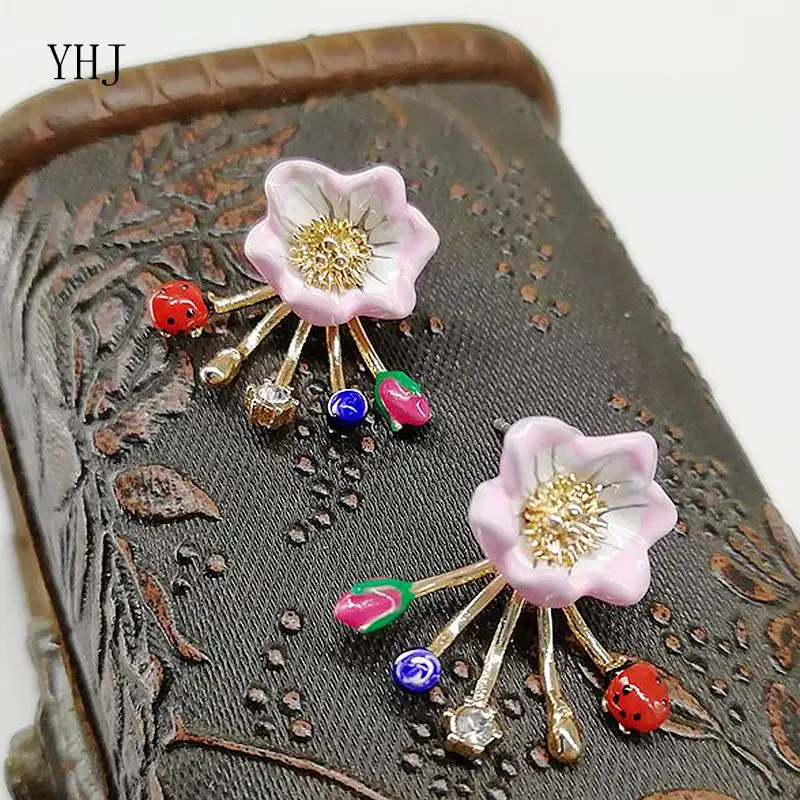 2018 Новая роза цветок эмаль веер Жук темперамент аксессуары женские