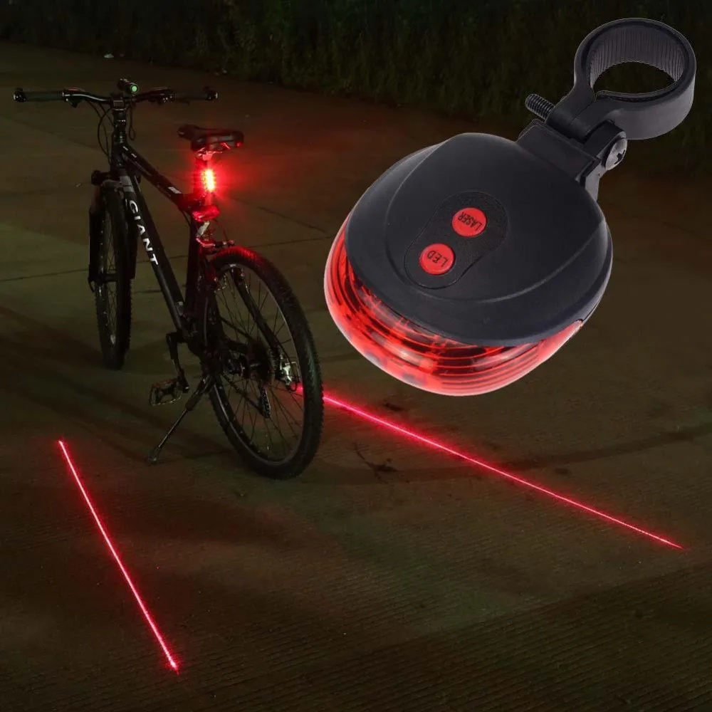 5LED 2 лазерный Велоспорт велосипед свет 7 Режим вспышки задний фонарь для