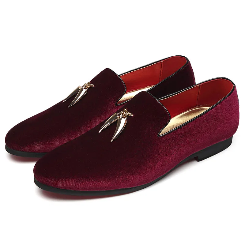 2019 Men Velvet Loafers Slip-on Flats Gold Tooth Decoration Plus Size EU37-48 Casual Shoes Black Burgundy Royal Blue | Обувь