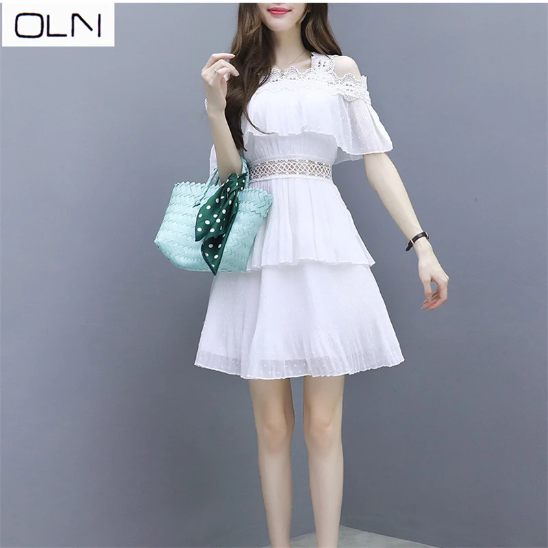 Vestidos платье OLN Корейская версия Сетчатое шифоновое женское Новое Женское Платье на бретелях для женщин