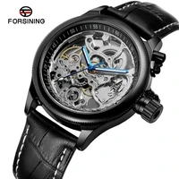 forsining mens luxury brand automatic self wind skeleton anglogue dial watch with genuine leather band best gift fsg8155m3