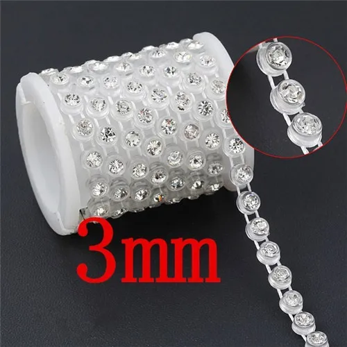 white color 3mm 10 Ярд/Лот, стразы, отделка, Прозрачный кристаллический камень, цепочка, 2,5-5 мм, белый, черный, Круглый, украшение, лента, пришивка, сделай сам, аксессуары - Цвет: white color 3mm