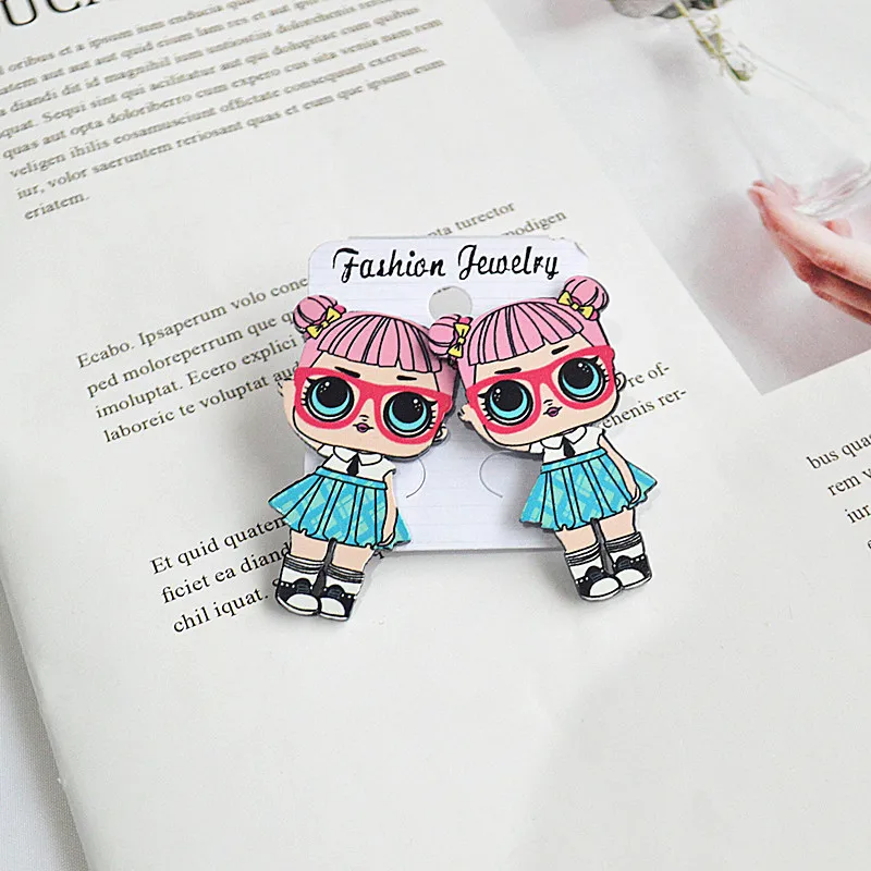 Style-2 Новые корейские модные простые Мультяшные красивые трендовые забавные акриловые персональные серьги с портретом женские ювелирные изделия Аксессуары для ушей - Окраска металла: Style-2