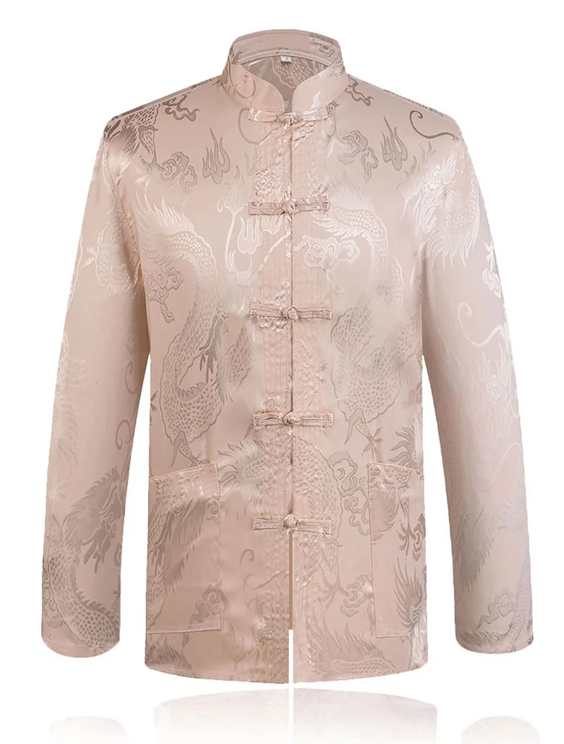 Куртка мужская с китайским традиционным воротником пиджак пальто драконом M L XL XXL