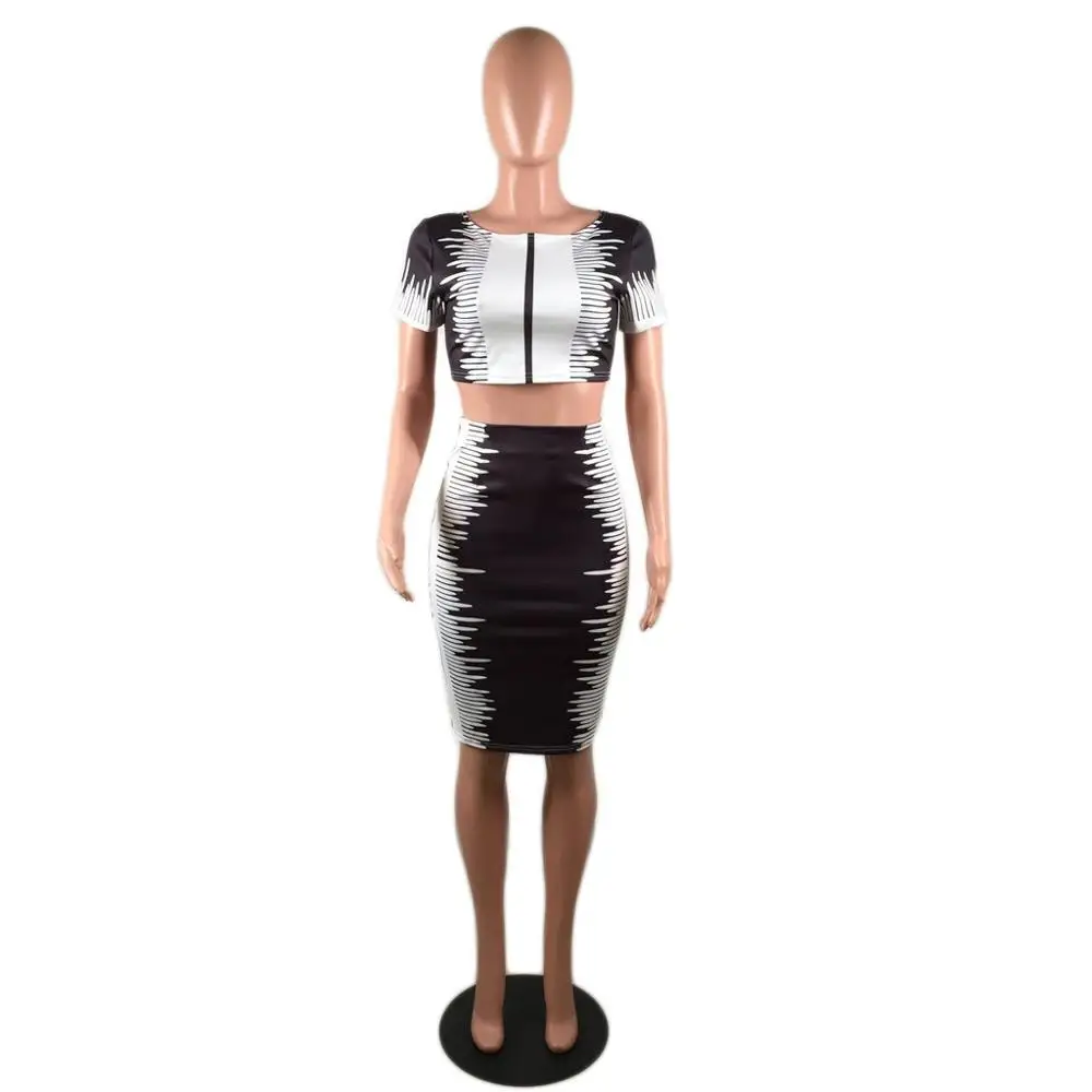 Укороченный топ и юбка комплект Повседневный 2 шт. костюмы для женщин Лето 2018 мода