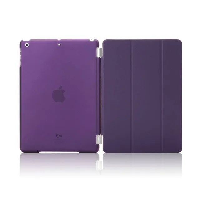 RYGOU Case for iPad mini 1 2 3 Tri-fold Smart Solid Color Ultra Slim PU Leather Transparent Back Cover case |