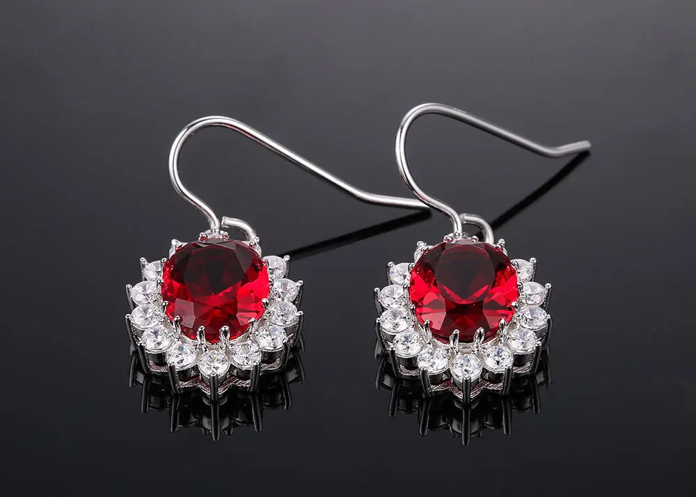 DOUBLE-R, Принцесса Диана Вильям 6.44ct, висячие серьги из настоящего 925 пробы, серебряные ювелирные изделия, Красные Рубиновые Серьги для женщин