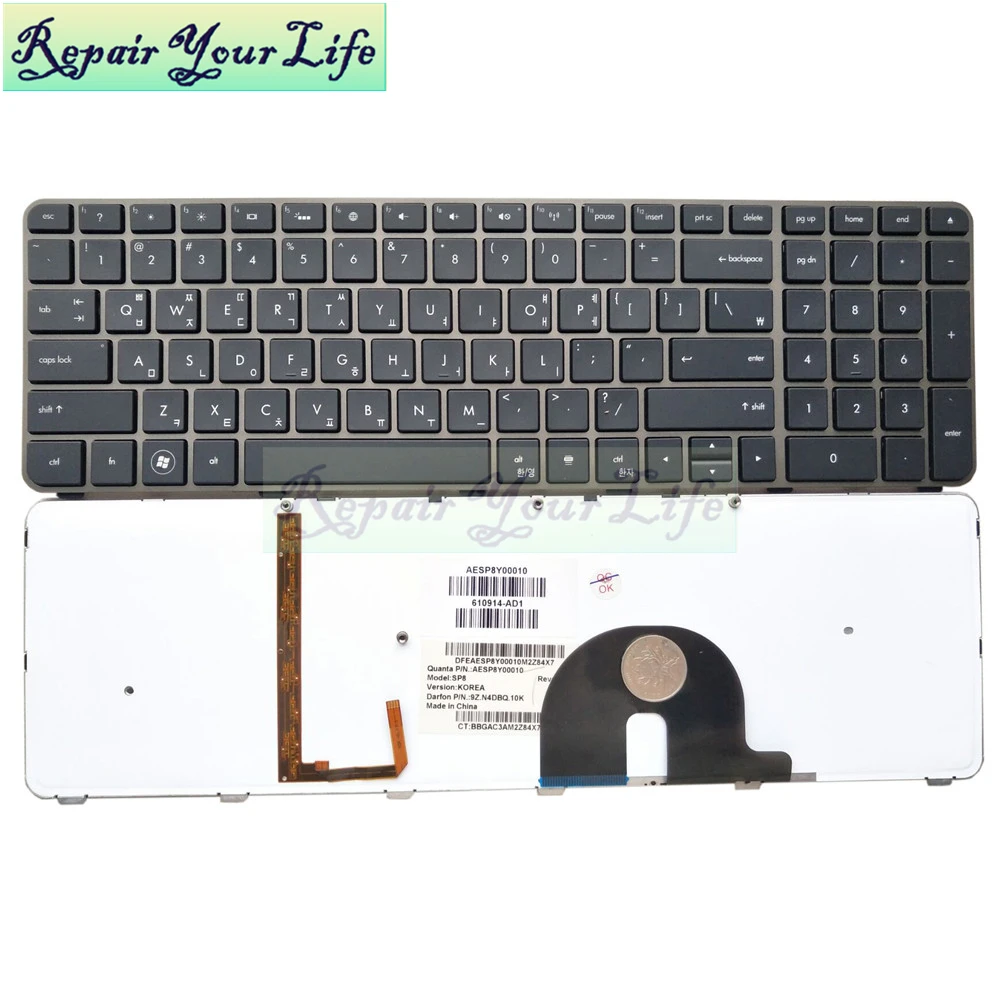 AESP8Y00010 для HP Envy 17t 1000 17 1002TX 2090 2070 Корейская KR черный с серой рамкой подсветкой 610914