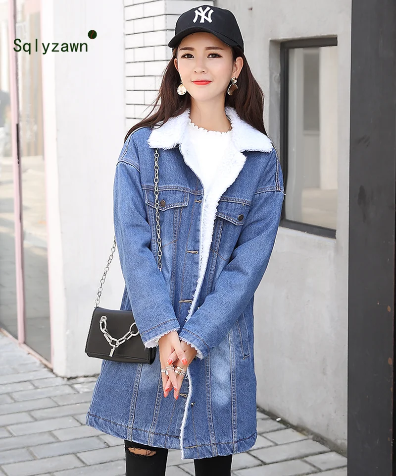 Осень зима 2019 Женское пальто из овечьей шерсти для детей Джинсовое парка с