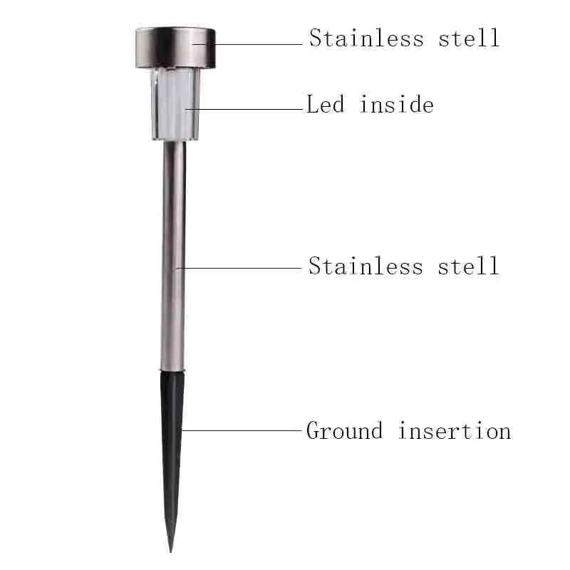 10 шт./лот из нержавеющей стали светодиодный Солнечный газон свет для декора сада