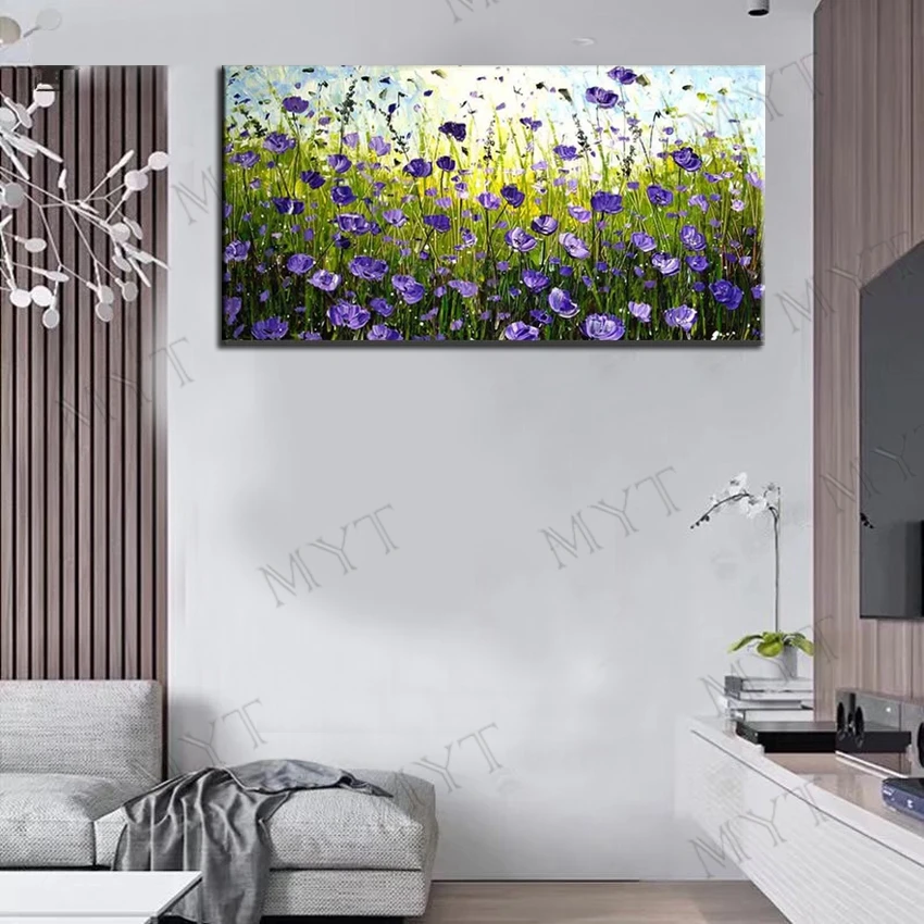 MYT 100% Handmade Landscape Oil Paintings On Canvas Wall Art Pictures For Living Room Bedroom Hotel Flower Home Decor | Дом и сад