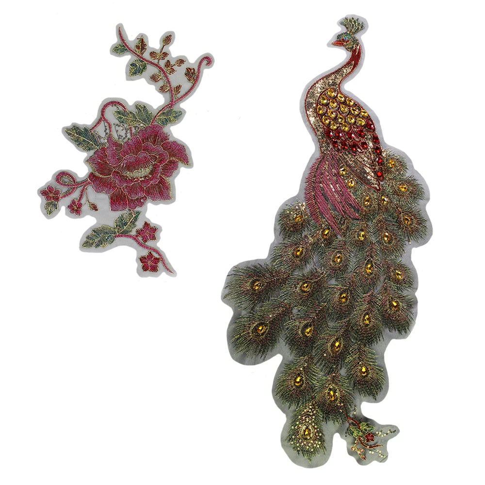 5 комплектов большая золотая металлическая кружевная вышивка с павлиньим