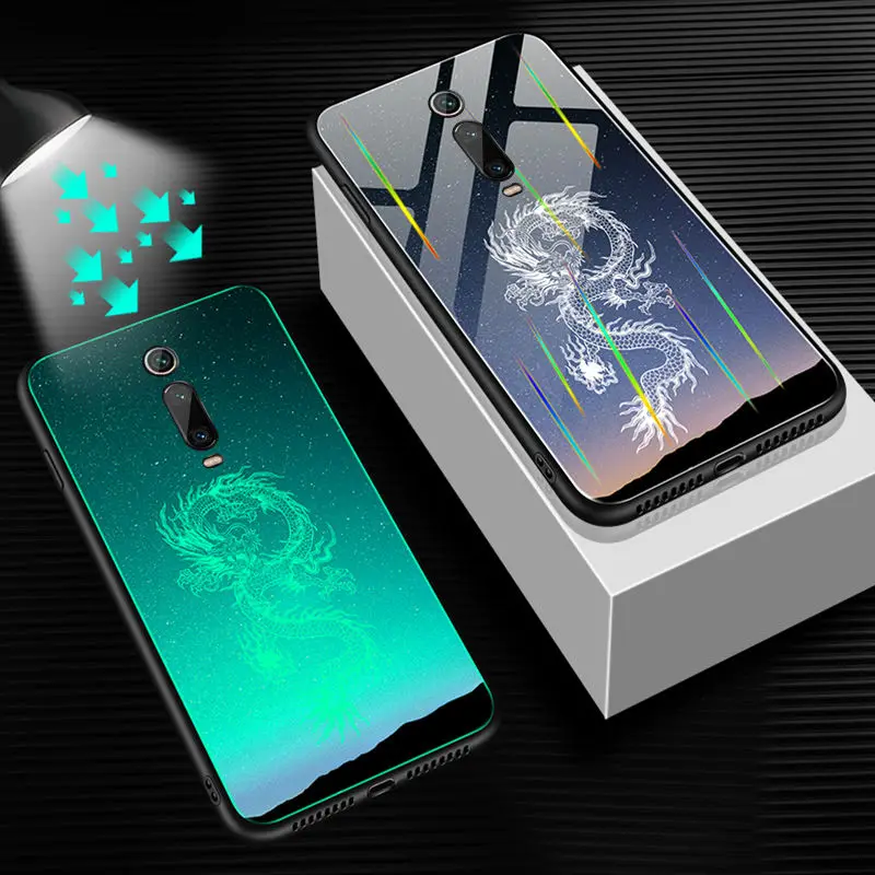 Lu mi nous чехол для телефона для Xiao mi Red mi K20 Pro Чехол светящаяся задняя крышка из закаленного стекла для Xiao mi Red mi K20 Pro mi 9T Pro Чехол