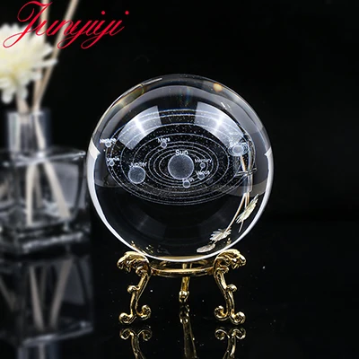 Gold Holder 3D Глобус стеклянный шар модель планеты Земля солнечная система хрустальный шар Глобус стеклянные линзы Сфера украшение дома подарок 80 мм 100 м - Цвет: Gold Holder