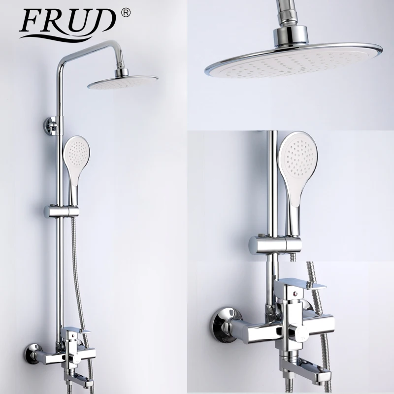 FRUD смесители для душа, белый смеситель для ванной комнаты с ручной насадкой для душа, набор хромированных смесителей для ванны, набор для душа с дождевой насадкой