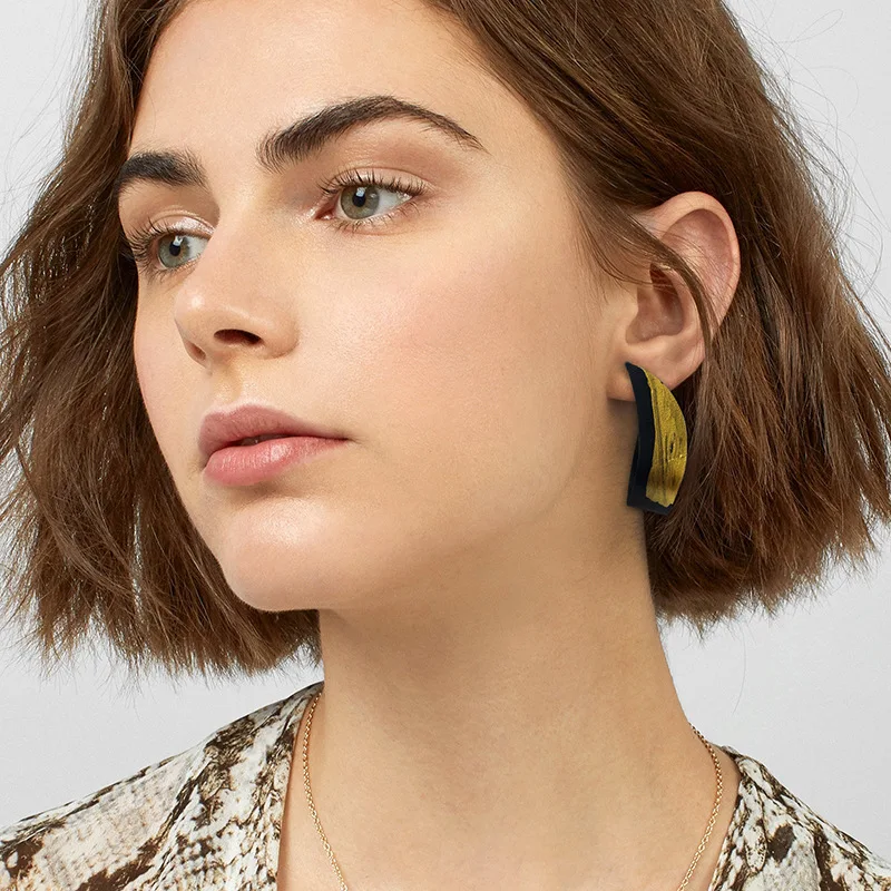 Простые неправильной формы металлические листы геометрические серьги для