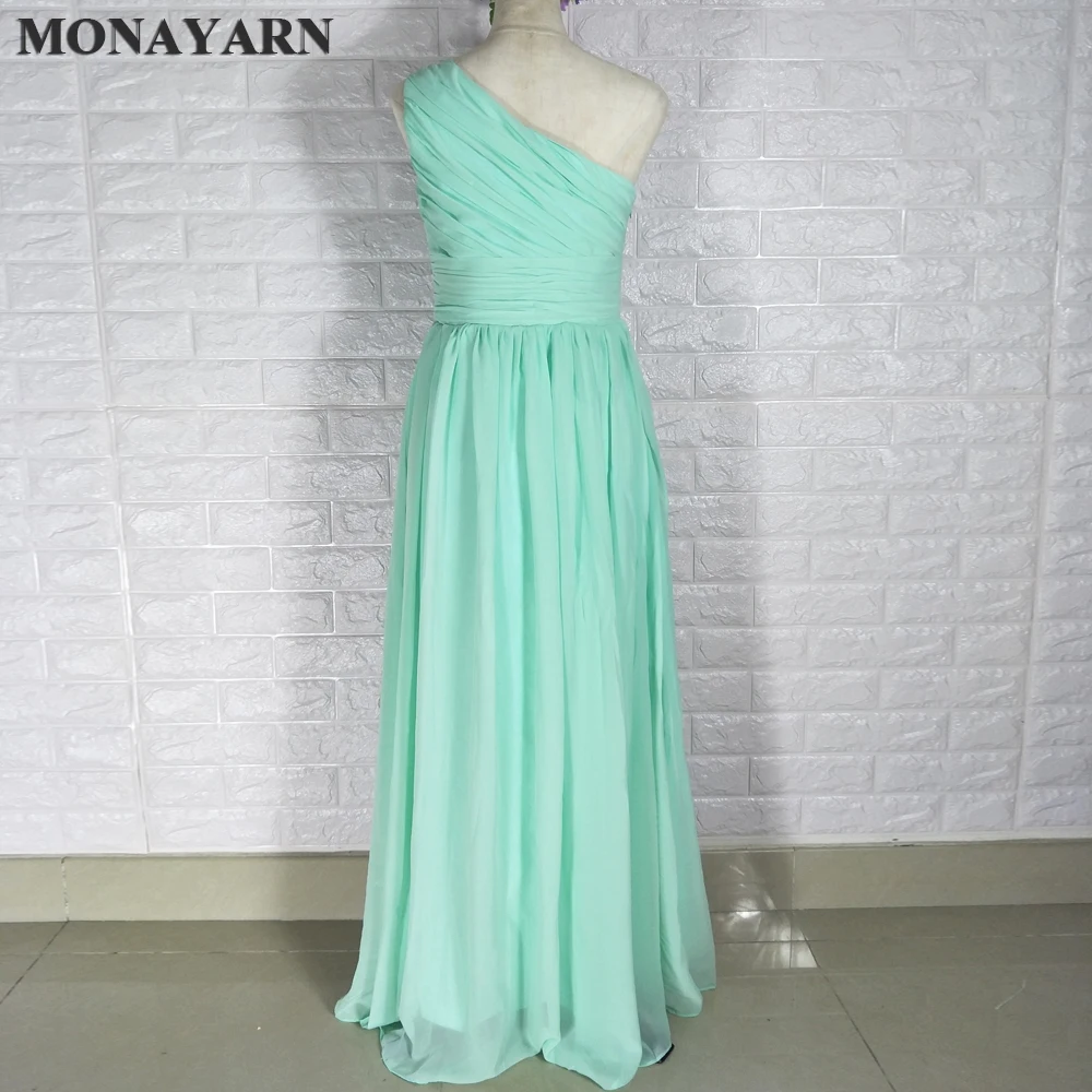 Женское шифоновое платье подружки невесты мятно-Зеленое Длинное плиссированное