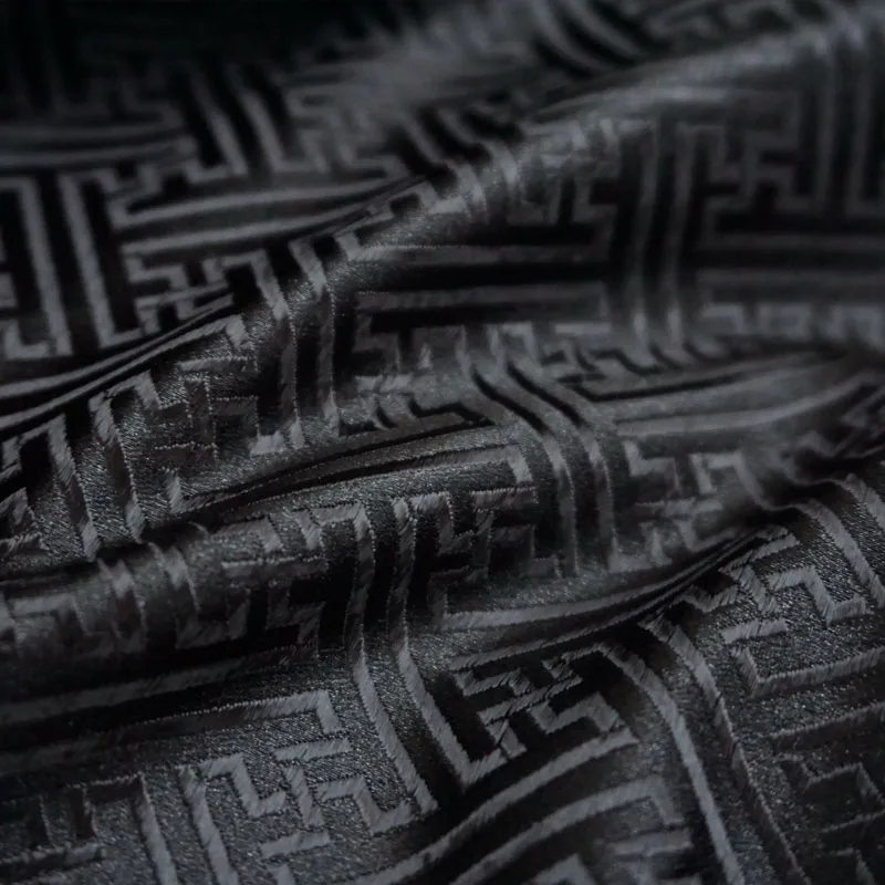 Black Wall weave swastika satin silk brocade cloth for COSPLAY/Kimono/Mongolia clothing/cheongsam/Stage suit 1 order=1meter | Дом и сад