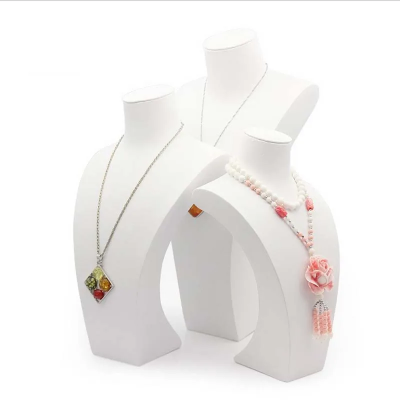 

PU Leather Neck Model Jewelry Props Pendant Necklace Jewelry Display Shelf Holder Rack