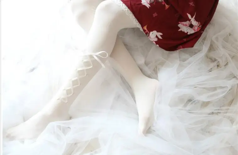 Женские колготки с перекрестной шнуровкой, женские колготки, чулки, Лолита, колготки для девочек, тонкие женские чулки с бантом
