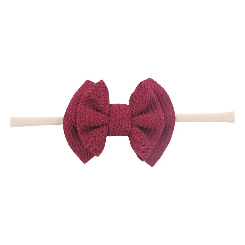 Texture Nylon Headbands 2020 New Arrival 4.5'' Hair Bows Hairband For Girls Soft Solid Elastic Kids DIY Accessories | Детская