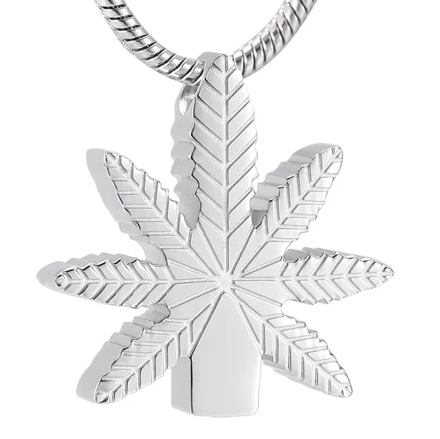 

JJ9992 Maple Leaf Stainless Steel Memorial Urn Pendants For Ashes -Keepsake Cremation Jewelry Necklace With Free Funnel Kits