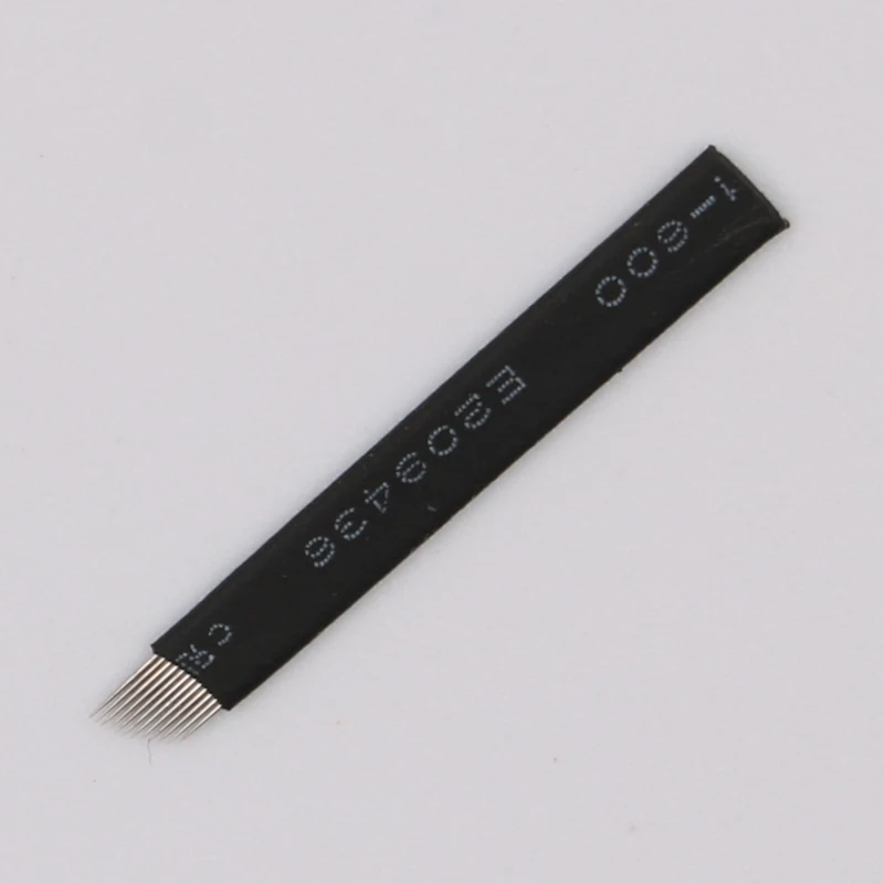 50 Pcs Microblading Needles 12 pins for Embroidery Pen Pernement Makeup Eyebrow Tattoo Supplies Black skin | Красота и здоровье