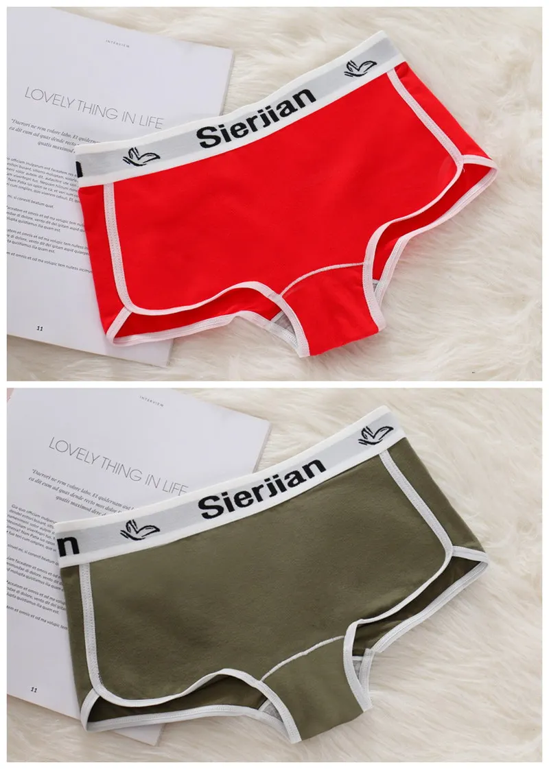 Red Green 2PCS Fitness boyshorts women underwear cotton female Panties ladies Panty womens boxer briefs motion shorts Letter Fashion - Цвет: Red Green