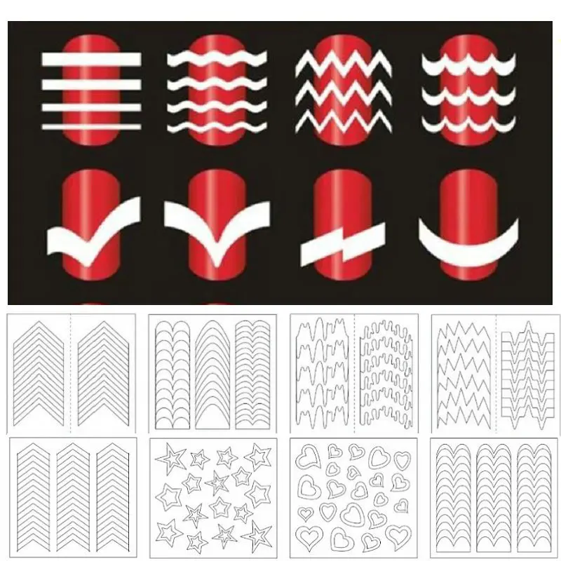12 шт. наклейки для ногтей улыбка Французская линия Маникюр голые линии