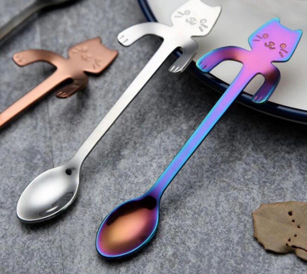 4 шт. ложки котенки из нержавеющей стали|Ложки| |